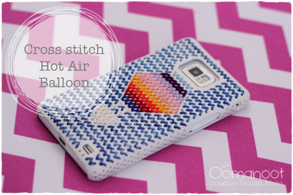 Cross Stitch Hot Air Balloon Phone Cover | Oomanoot #free #pattern #crossstitch #hotairballoon