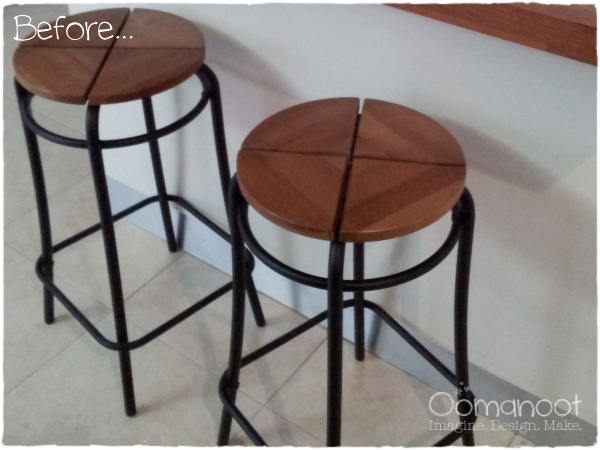 Upholstered IKEA Bar Stools Before