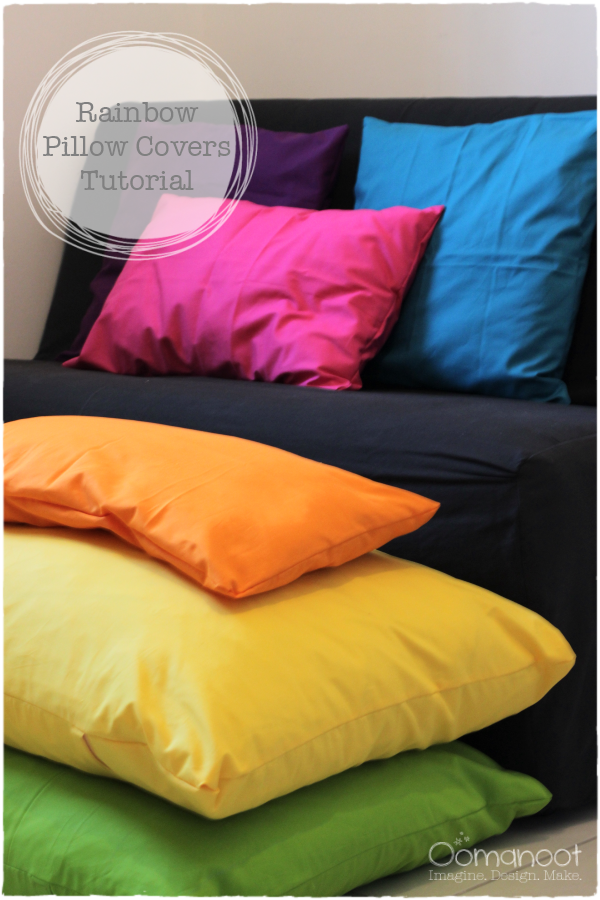 Rainbow Pillow Covers: Sewing Tutorial | Oomanoot #rainbow #sewing #tutorial #free