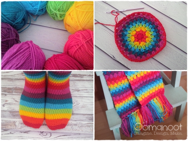 Rainbow Giveaway Crochet Hat, Socks, Scarf & Yarn